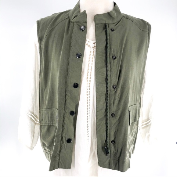 Olive Button Up Vest - Picture 1 of 4